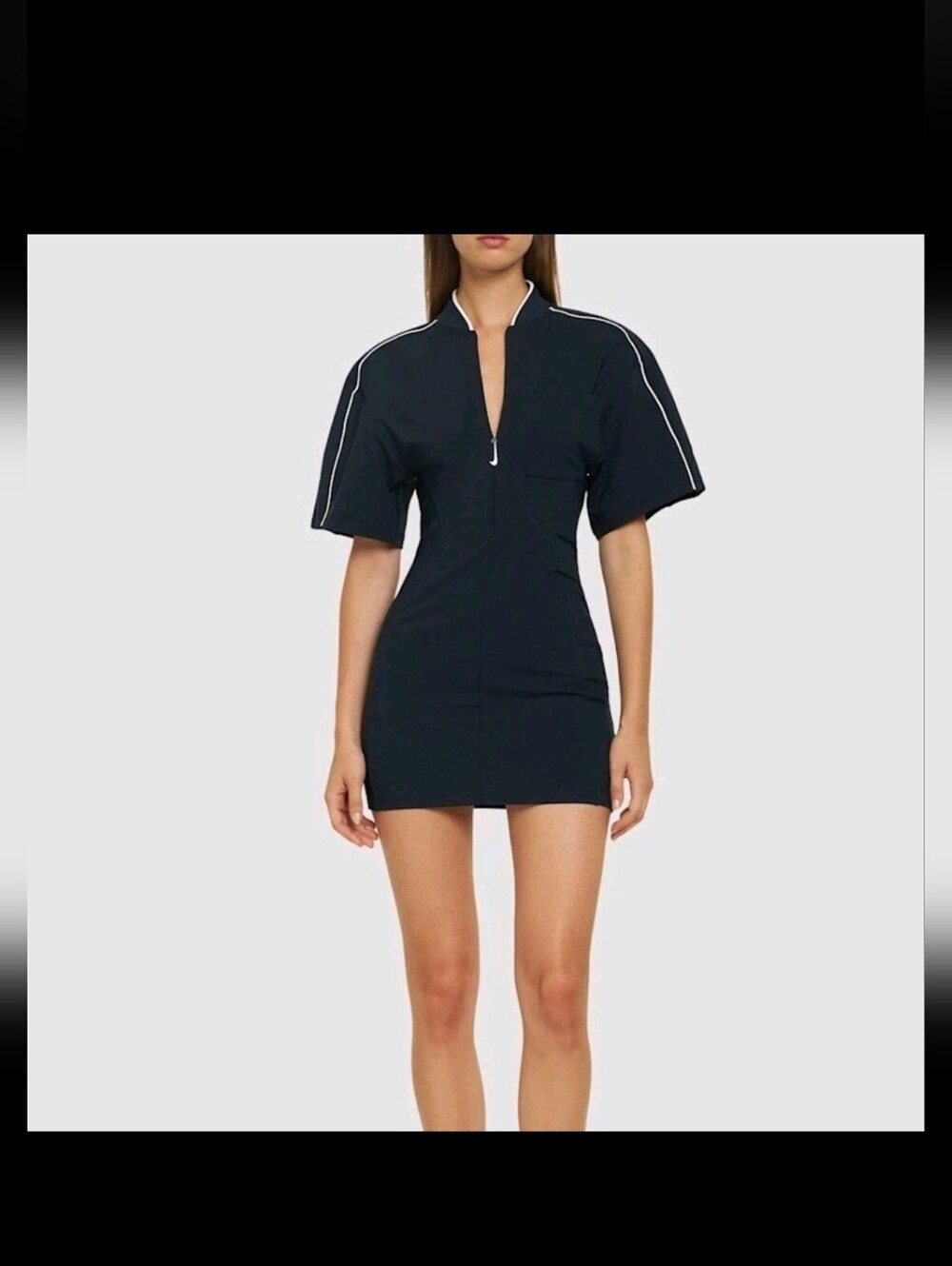 Nike X JACQUEMAS Navy Short Sleeve Zip-Front Mini Dress